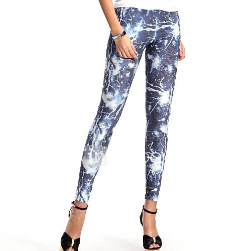 Elonbo Thunder and Lightning Style Digital Painting Tight Women Leggings