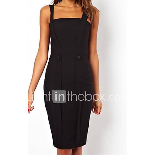 Womens Black Bandeau Neckline Revealing Back Pencil Midi Dress