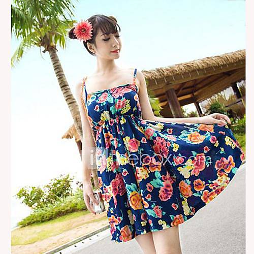 TS Floral Print Off Shoulder Slim Cut Strape Skater Dress