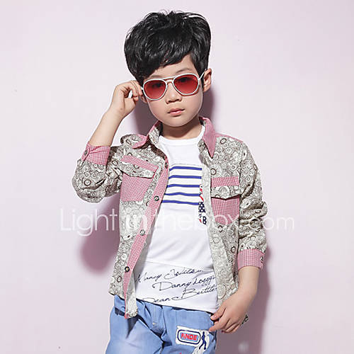 Oudibeila Boys Fashion Cotton Long Sleeve Shirt(Screen Color)