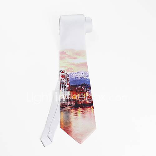 Mens Fashion Casual Sunset pattern Tie