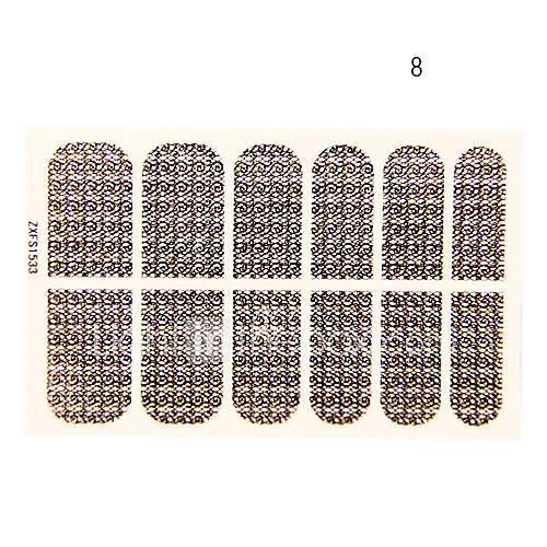 12PCS Wave Shape Black Lace Nail Art Stickers NO.8