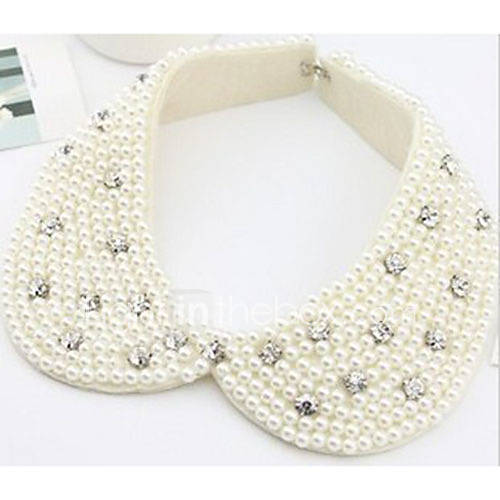 Womens Retro Pearls Lace Coilneck