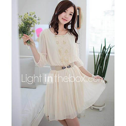 Successful Large Hem Ladies Chiffon Waited Dress (Almond)