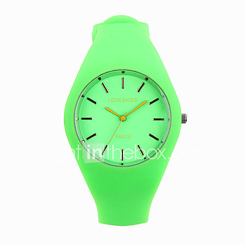 Loveshow Waterproof Eco Friendly Silica Gel Band Solid Color Wristwatch