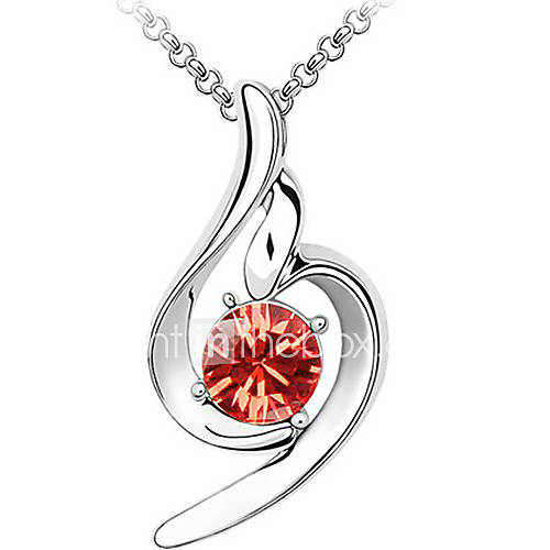 Xingzi Womens Charming Red Special Pattern Made With Swarovski Elements Crystal Dangling Necklace