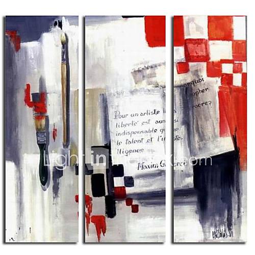 Hand Painted Oil Painting Abstract Book with Stretched Frame Set of 3