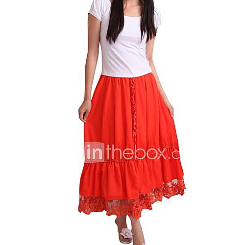 Womens Long Maxi Bohemian Folk Elastic Lace Skirts