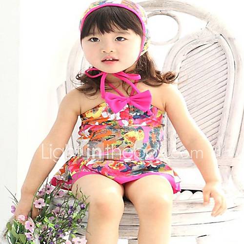 Girls Colorful Bowknot One pieces Swimwear