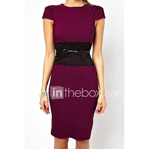 Womens Paper Dolls Lace Waistband Midi Dress with Belt