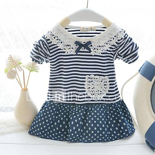 Girls Princess Long Sleeve Stripe One piece Dress