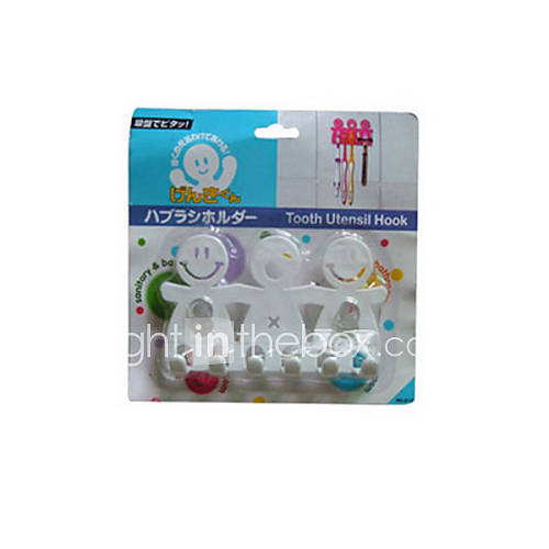 Smile Face Suction Plastic Multi toothbrush Holder, L10cm x W5cm x H1cm