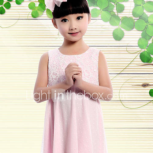 WXH ChildrenS Sweet Lace Vest Dress(Pink)