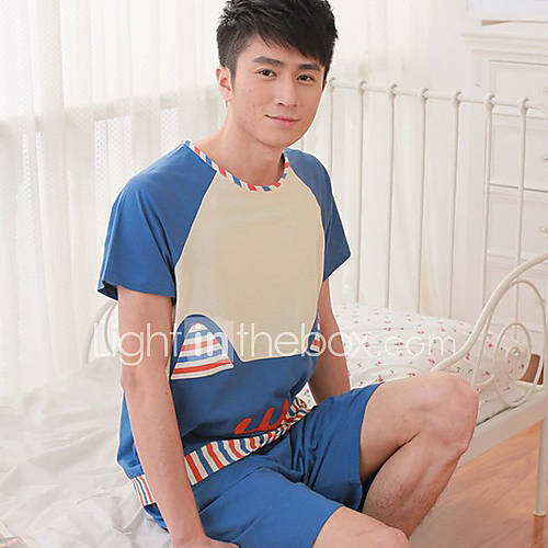 Mens Stitching Stripe Pajama