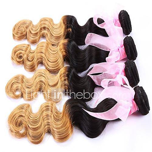 Mixed Lengths 16 18 20 Inch Ombre color #1#27 Brazilian Body Wave Weft 100% Virgin Remy Human Hair Extensions