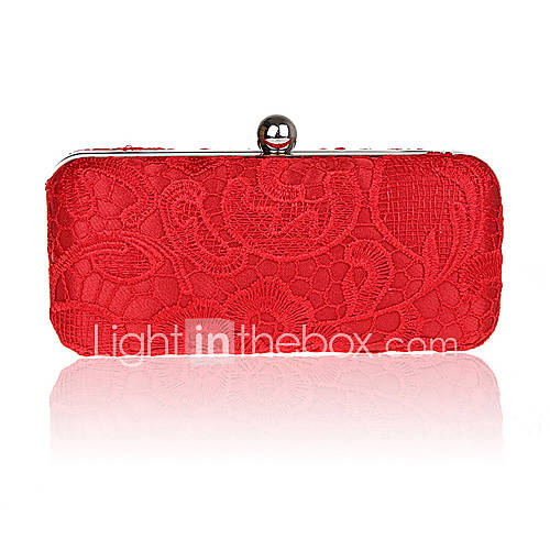 Jiminy Womens Top Grade Simple Lace Evening Clutch Bag(Red)
