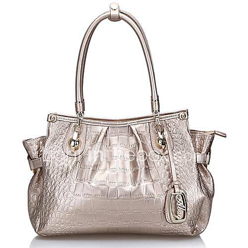 Womens Bling Style Crocodile Pattern Cowhide Leather Handbags Totes