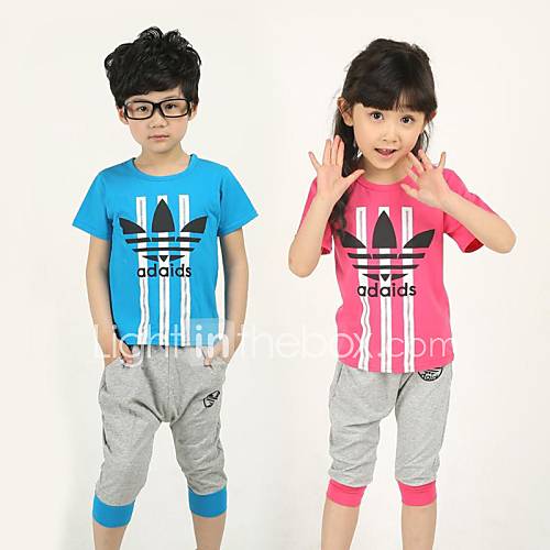 Boys Three Leaves Flower Tees Half Pants 2 Pieces Clothing Sets