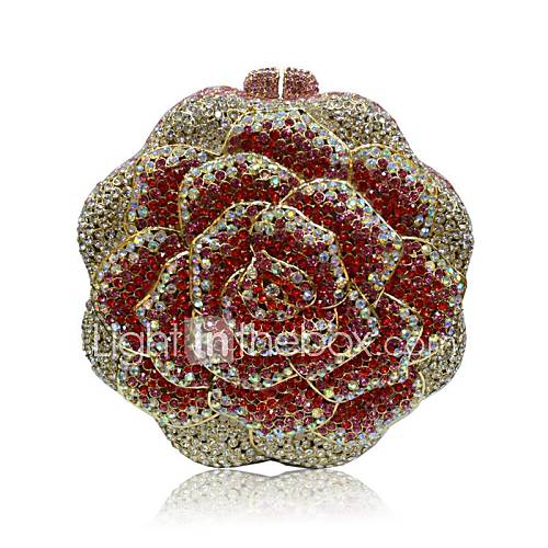 Women Flower Shape Full Rhinestones/Diamonds Evening Handbags/ Clutches