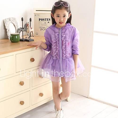 Girls Candy Color Lace Edges with Mesh Layers Coat