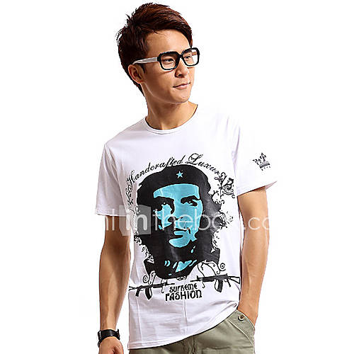 Senyue Mens Casual Round Collar Short Sleeve T Shirt (White)