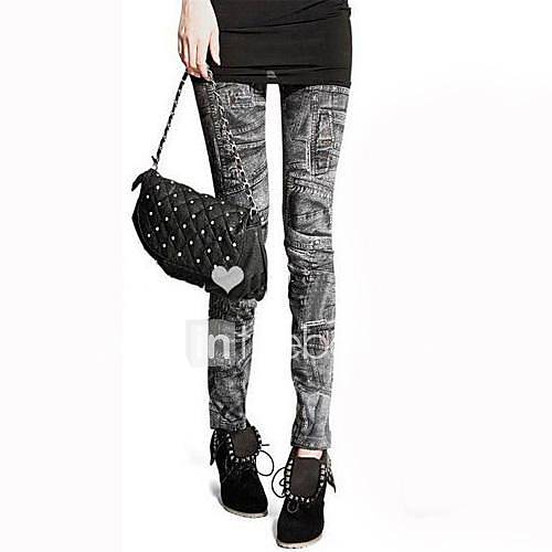 Womens Multi Bags Pattern Slim Leggings