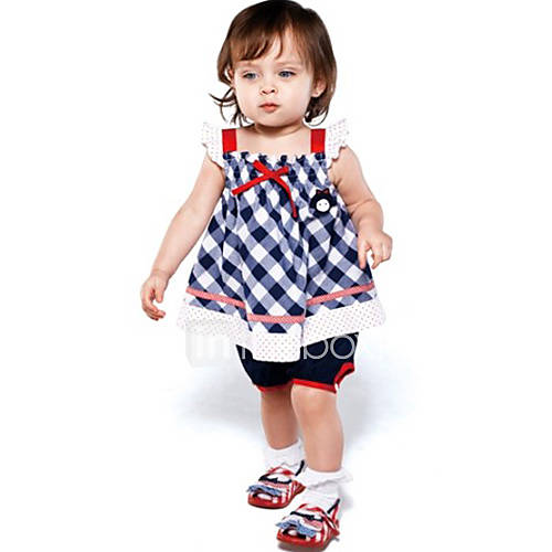 Girls Lovely Check Print Strap Clothing Sets