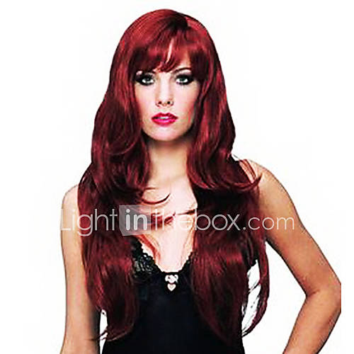 Fancy Ball Synthetic Party Wig Hot Lady Long Wavy Wig(Brownish Red)
