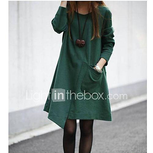 Womens Loose Open Fork Plus Size Midi Dresses