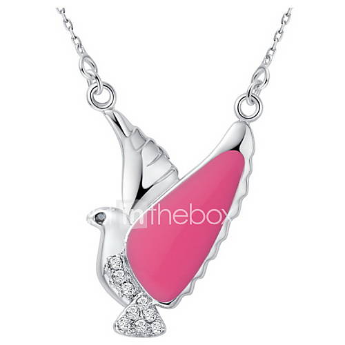 GracefulBird Shape Silvery Alloy Womens Necklace With Rhinestone(1 Pc)(Pink,Blue)
