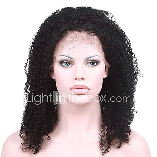 20 Inch Afro Curly Indian Hair Full Lace Wig 130 Density Baby Hair in Around More Color Available