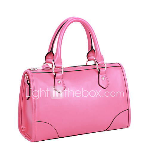 Global Freeman Womens Fashion Free Man Simple Solid Color Two Uses Leather Bag(Pink)