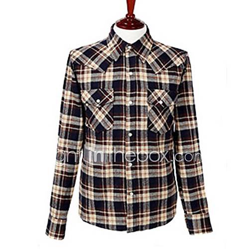 Mens Check Slim Long Sleeve Shirt