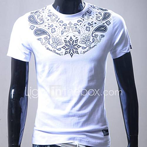 Mens Round Neck Print Short Sleeve T shirt