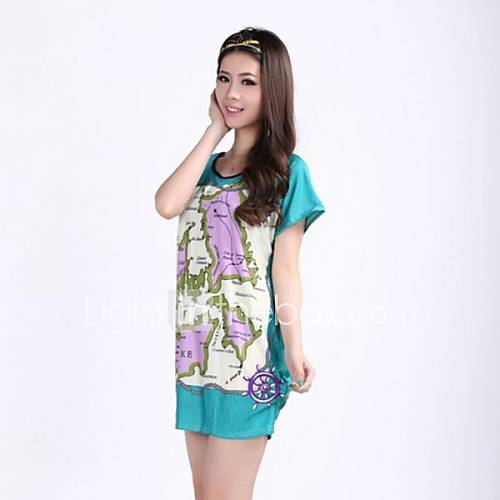 Womens Big Yards Map Pattern Mini Dresses