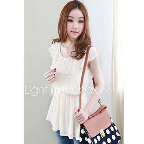 Womens Casual Chiffon Ruffle Side Blouse