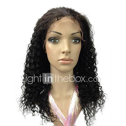 Full Lace 16 Brazilian Kinky Curl 100% Indian Remy Human Hair Lace Wig 5 Colors to Choose