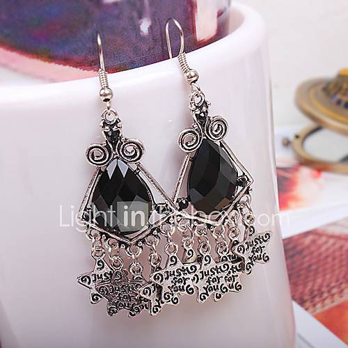 Shining Elegant Alloy Diamond Classic Earrings (Black)