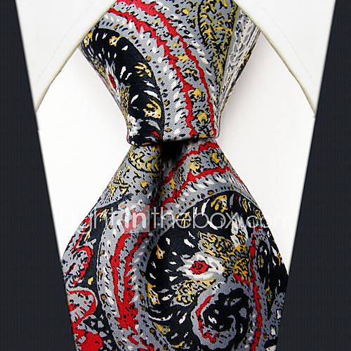 Mens Casual Floral Print Silk Multicolor Necktie