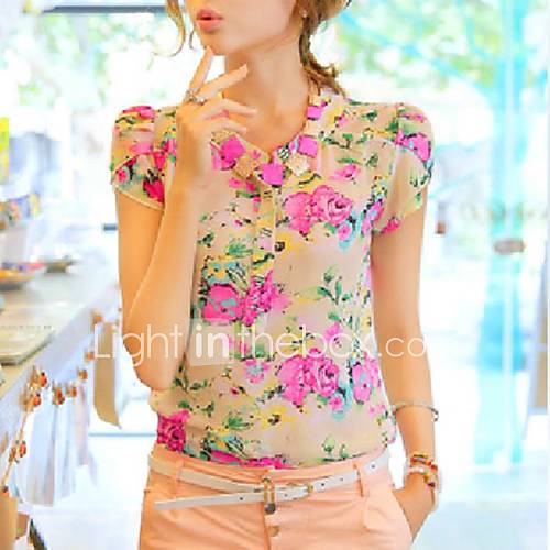 Womens Floral Print Chiffon Blouse