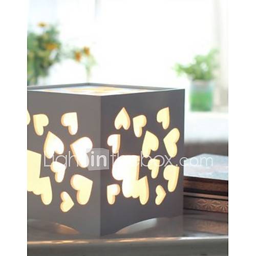 YOUKE Carving Cut Out Soulmate Pattern Rectangle Table Lamp (White)