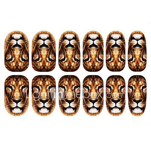 12PCS Lion Pattern Luminous Nail Art Stickers