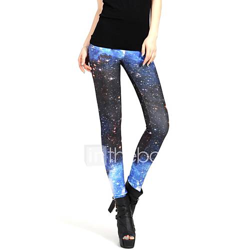 Elonbo Vastness of Star Sky Style Digital Painting Women Free Size Tight Leggings