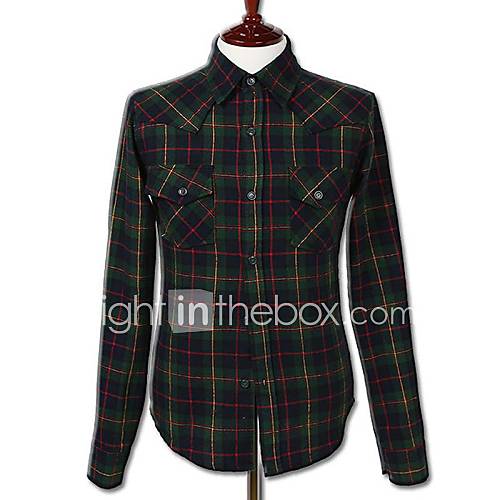 Mens Check Slim Long Sleeve Shirt