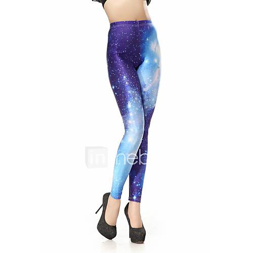 Elonbo Blue and Purple Star Style Digital Painting Tight Women Leggings