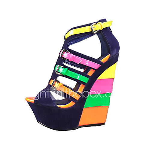 Leatherette Womens Wedge Heel Peep Toe Sandals Shoes(More Colors)