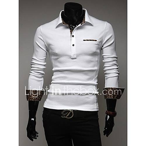 Shishangqiyi Personalized Leopard Hit The Color Casual Shirt(White)