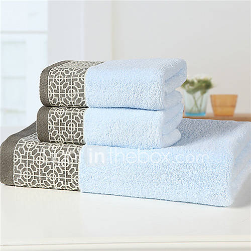 Siweidi Cotton Grilles Pattern Towel Set(Light Blue)