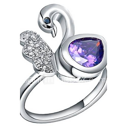 Fashionable Sliver Purple With Cubic Zirconia Teardrop Womens Ring(1 Pc)