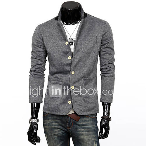 Cocollei Mens personality cardigan contrast color knit cardigan (dark gray)